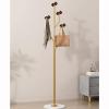 SKVLF Garment Rack Metal Coat Rack Stand With Marble Base, Free Standing Coat Hanger With 8 Acrylic Hooks For Hanging Scarf, Bag, Jacket, Modern Coat Tree For Entryway, Bedroom, O(Color:Gold+Brown) view 3