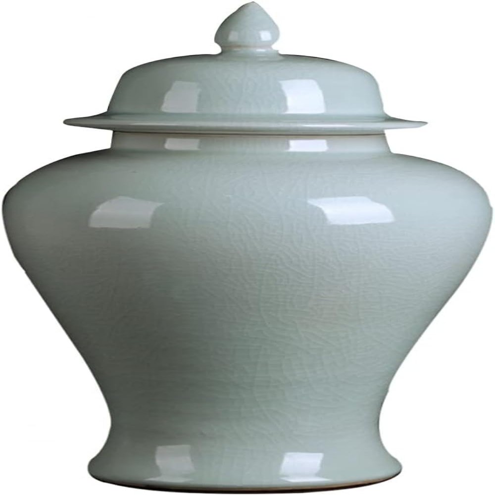 Ceramic Vases Ginger Jar Temple Jar with Lid for Home Decor,Blue and White Vase Jingdezhen Traditional Chinese Porcelain Dried Flower Vases Decoration for Living Ro -C||Large