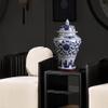 Ceramic Vases Ginger Jar Temple Jar with Lid for Home Decor,Blue and White Vase Jingdezhen Traditional Chinese Porcelain Dried Flower Vases Decoration for Living Ro -C||Large view 3