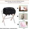 Luggage Rack Suitcase Stand, Solid Wood Travel Storage Stand for Bedroom Guest Room Hotel, Multifunctional Shoe Rack/side Rack, Foldable Double-layer Carrier Box Rack, 60X48X55CM ( Color : White , Siz view 3