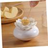 Holibanna Bathroom Dressing Table Essential Lotus Shape Cotton Swab Toothpick Holder Storage Box with Lid Cosmetic Tips Organizer Toothpicks Dispenser White view 2