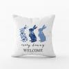 CANARY ROAD Every Bunny Welcome Pillow | Easter Bunny Decor Pillow | Bunny Themed Living Room Decor | Blue White Decor | Spring Gift | Chinoiserie Decor view 1