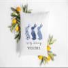 CANARY ROAD Every Bunny Welcome Pillow | Easter Bunny Decor Pillow | Bunny Themed Living Room Decor | Blue White Decor | Spring Gift | Chinoiserie Decor view 2