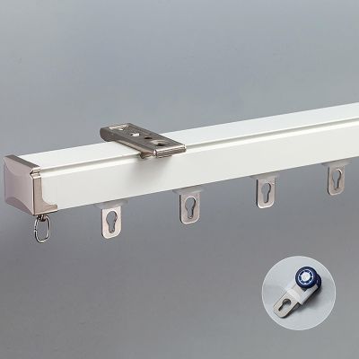 Heavy Duty Curtain Track Set, 1m 1.5m 2m 2.5m 3m 3.5m 4m, Ceiling Or Wall Mount, Ceiling Curtain Rail With Pulleys, End Caps, Brackets, RV Curtain Track, Shower Window Curtain Track (Color : White-Ce