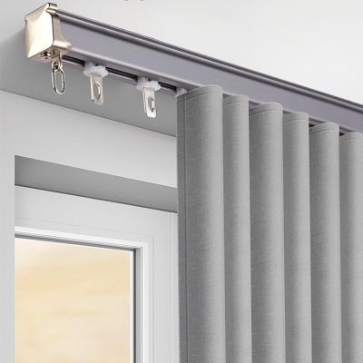 Curtain Track Kits 1-4m, Ceiling Track For Curtains, Ceiling Or Wall Mount Curtain Tracks System, Aluminum Heavy Duty Room Dividers Curtain Rod, For Office Living Room Bedroom ( Color : White-Wall , S