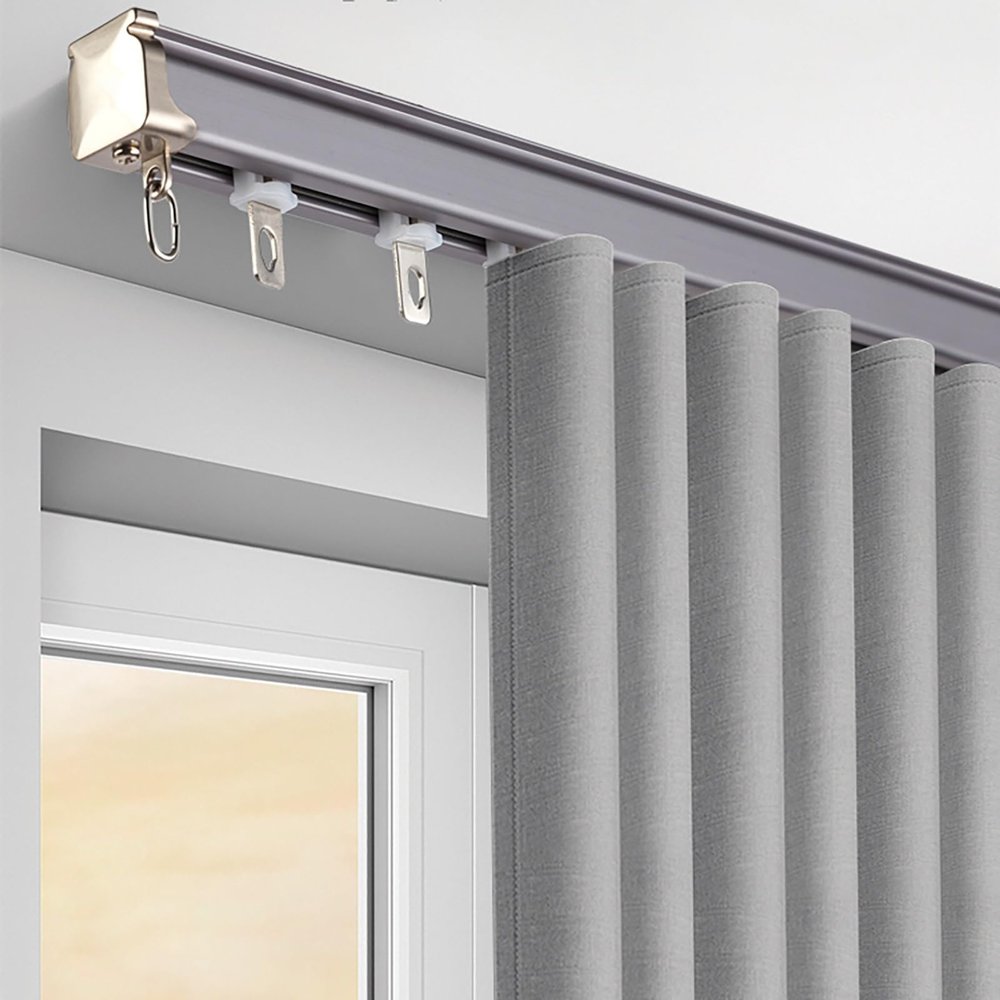 Curtain Track Kits 1-4m, Ceiling Track For Curtains, Ceiling Or Wall Mount Curtain Tracks System, Aluminum Heavy Duty Room Dividers Curtain Rod, For Office Living Room Bedroom ( Color : White-Wall , S