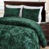 Chezmoi Collection Lux Forest Green Velvet Quilt Queen Set, 3-Piece Plush Distressed Velvet Bedding All Season Lightweight Comforter Brushed Microfiber Reverse with Diamond Stitch Quilting view 3