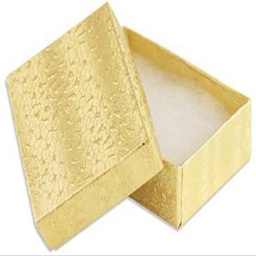 12 Pack Gold Foil Cotton Filled Color Paper Cardboard Jewelry Box for Necklace, Ring, Earring, Pendant, Pocket Watch, Body Jewelry and Beads Size-3 1/16" x 2 1/8" x 1" - by R J Displays