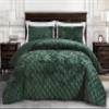Chezmoi Collection Lux Forest Green Velvet Quilt Oversized King Set, 3-Piece Plush Distressed Velvet Bedding All Season Lightweight Comforter Brushed Microfiber Reverse with Diamond Stitch Quilting view 2