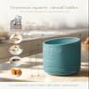AISBUGUR Large Ceramic Utensil Holder 7.5" H6.3" W with Slanted Mouth - Utensil Crock with Non-Slip Cork Base for Kitchen Counter, Ideal for Decor & Gift,Blue view 3