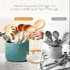 AISBUGUR Large Ceramic Utensil Holder 7.5" H6.3" W with Slanted Mouth - Utensil Crock with Non-Slip Cork Base for Kitchen Counter, Ideal for Decor & Gift,Blue view 4