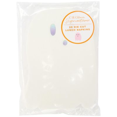 C.R. Gibson Lunch Napkin, Boo Halloween Candy Corn - Die-Cut Ghost Shape Holographic Foil Accents 20-Count, 6.5"