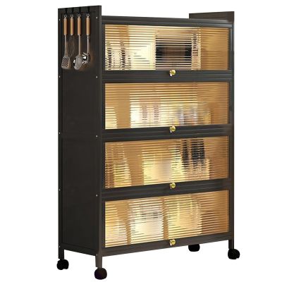 Storage Cabinet, Storage Organizer with Flip Doors for Kitchen Hutch, Metal Storage Shelves for Garage Pantry Home Kitchen Spices, Pots and Pans (Color : 5-Layer, Size : 80cm/32in)