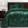 Chezmoi Collection Piers Forest Green Velvet Quilt Queen Set, 3-Piece Plush Distressed Velvet Bedding All Season Lightweight Comforter - Brushed Microfiber Reverse with Double Square Stitch view 1
