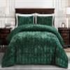 Chezmoi Collection Piers Forest Green Velvet Quilt Queen Set, 3-Piece Plush Distressed Velvet Bedding All Season Lightweight Comforter - Brushed Microfiber Reverse with Double Square Stitch view 2