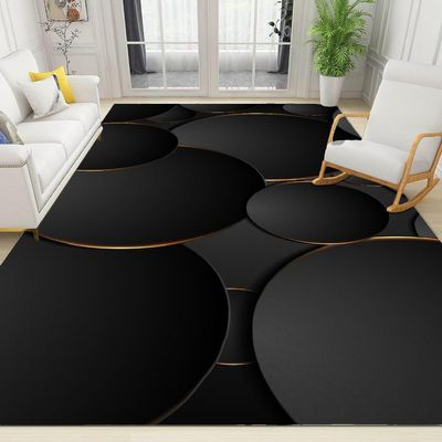 ARRAMU Geometric Solid Circle Runner Rugs 2x4 Black Abstract Art Fit Under Door Rugs for Entryway, Kitchen Runner Rug Soft Non Slip Washable for Sink Entryway Hallways Indoor