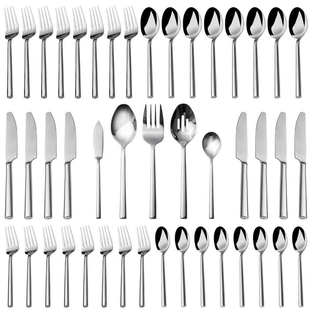 Alata Potter 45-Piece Forged Stainless Steel Flatware Set Cutlery Set,Service for 8,Silver Finish,Dishwasher Safe