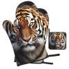 Oven Mitts and Pot Holders 3 pcs Set Oven Glove for Cooking Tiger Oven Mitt Heat Resistant Kitchen Oven Gloves and Hot Pads Non-Slip Cooking Gloves for Baking Kitchen Hot Pads view 1