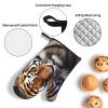 Oven Mitts and Pot Holders 3 pcs Set Oven Glove for Cooking Tiger Oven Mitt Heat Resistant Kitchen Oven Gloves and Hot Pads Non-Slip Cooking Gloves for Baking Kitchen Hot Pads view 3