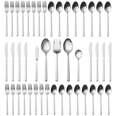 Alata Cube 45-Piece Forged Stainless Steel Flatware Set Cutlery Set,Service for 8,Silver Finish,Dishwasher Safe
