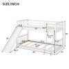 Bellemave Twin Over Twin Low Bunk Bed with Slide and Ladder, Low Bunk Bed for Kids, Girls, Boys, Floor bunk Bed, White view 2