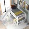 Bellemave Twin Over Twin Low Bunk Bed with Slide and Ladder, Low Bunk Bed for Kids, Girls, Boys, Floor bunk Bed, White view 4