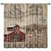 JanJCurt Rustic Farm Kitchen Curtains, Vintage Western Farmhouse Country Cow Retro Red Barn Windmill Blackout Window Treatments for Kitchen Cafe Living Room Bedroom 63x72in view 1