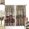 JanJCurt Rustic Farm Kitchen Curtains, Vintage Western Farmhouse Country Cow Retro Red Barn Windmill Blackout Window Treatments for Kitchen Cafe Living Room Bedroom 63x72in view 3