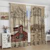 JanJCurt Rustic Farm Kitchen Curtains, Vintage Western Farmhouse Country Cow Retro Red Barn Windmill Blackout Window Treatments for Kitchen Cafe Living Room Bedroom 63x72in view 4
