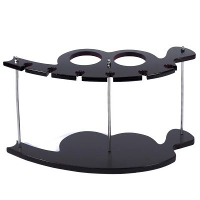 Countertop Wine Glass Holder, Black Wooden Tabletop Stemware Rack, Freestanding Wine Glass Display with 2 Rows Can Hold 6 Wine Glasses for Cabinet and Bar (Size : 10inch/25cm)