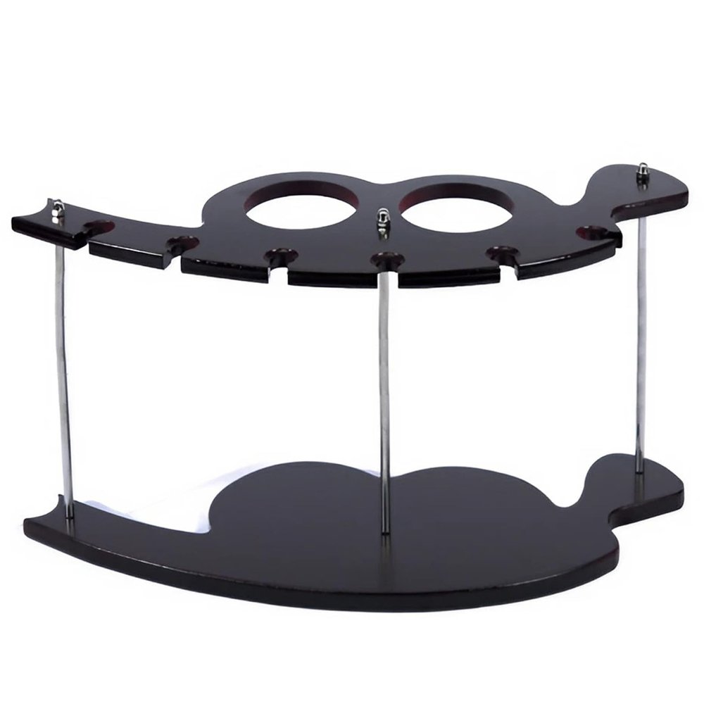 Countertop Wine Glass Holder, Black Wooden Tabletop Stemware Rack, Freestanding Wine Glass Display with 2 Rows Can Hold 6 Wine Glasses for Cabinet and Bar (Size : 10inch/25cm)