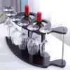 Countertop Wine Glass Holder, Black Wooden Tabletop Stemware Rack, Freestanding Wine Glass Display with 2 Rows Can Hold 6 Wine Glasses for Cabinet and Bar (Size : 10inch/25cm) view 3