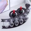 Countertop Wine Glass Holder, Black Wooden Tabletop Stemware Rack, Freestanding Wine Glass Display with 2 Rows Can Hold 6 Wine Glasses for Cabinet and Bar (Size : 10inch/25cm) view 4