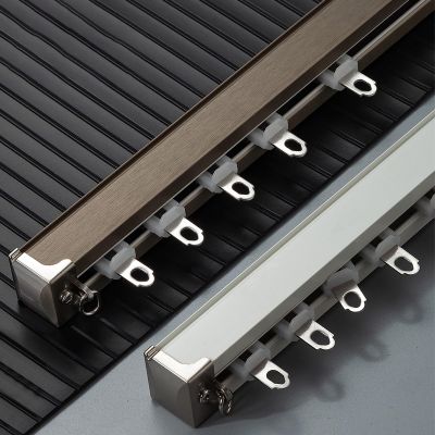 Silent Curtain Rail, 1m-5m Heavy Duty Curtain Track Set - Ceiling Or Wall Mounted - Room Divider Curtain Rod For Living Room, Hotel, Hospital, Classrooms (Color : Champagne-Ceiling, Size : 2m/6.6ft
