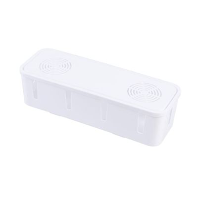 HOMSFOU Cable Storage Box White Abs Plastic Power Strip Organizer