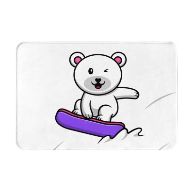 SIYTUAU Cute Polar Bear Snowboarding Bathroom Rugs 16x24 Inch Ultra Soft Non Slip Bath Mat Kitchen Bedroom Rug Door Mat