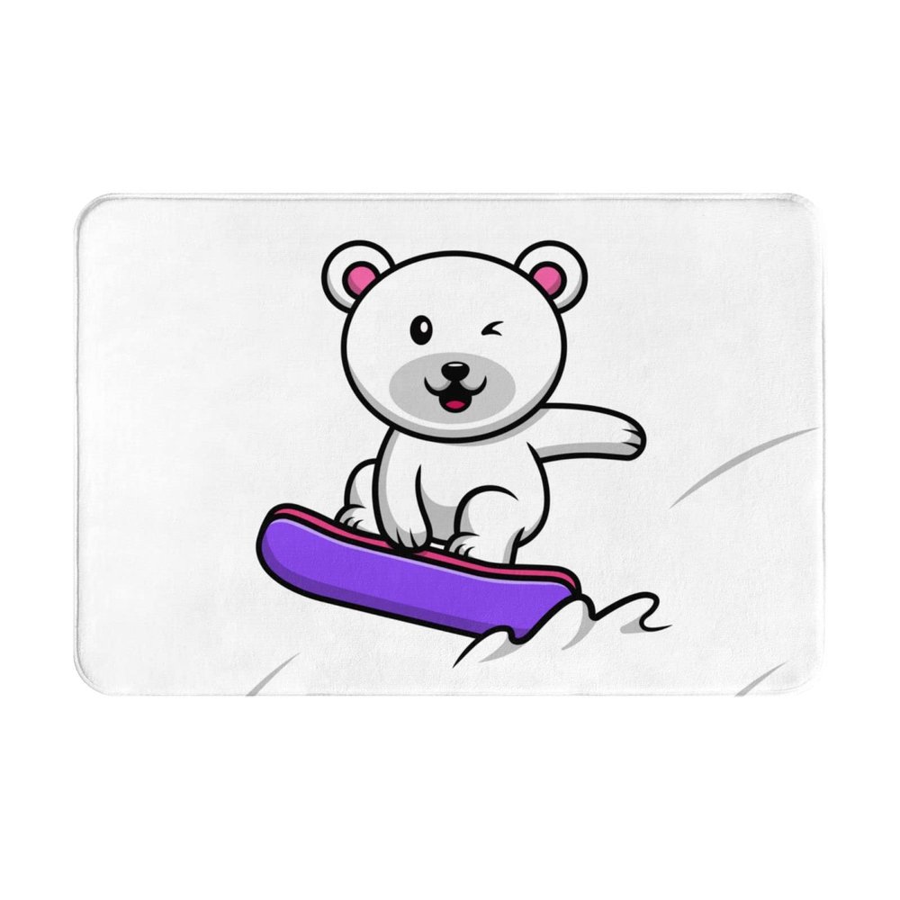 SIYTUAU Cute Polar Bear Snowboarding Bathroom Rugs 16x24 Inch Ultra Soft Non Slip Bath Mat Kitchen Bedroom Rug Door Mat