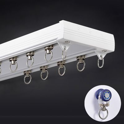 Ceiling Curtain Track Heavy-Duty Double Curtain Rail Aluminium Alloy Curtain Rod Sliding Silent Curtain Track, 3.3ft, 4.9ft, 6.6ft, 6.9ft, 7.2ft, 7.5ft, 7.9ft, 8.2ft, 9.8ft, 11.5ft, 13.1ft (Color : W