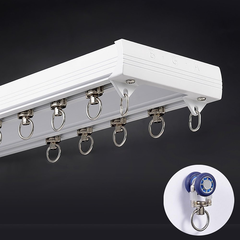 Ceiling Curtain Track Heavy-Duty Double Curtain Rail Aluminium Alloy Curtain Rod Sliding Silent Curtain Track, 3.3ft, 4.9ft, 6.6ft, 6.9ft, 7.2ft, 7.5ft, 7.9ft, 8.2ft, 9.8ft, 11.5ft, 13.1ft (Color : W