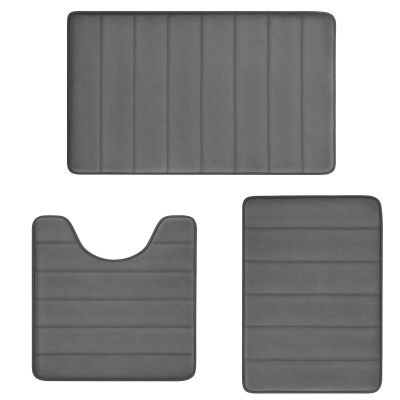 Grey Bathroom Rugs, Ultra Absorbent Non-Slip Memory Foam Bath Rugs, Washable Bathroom mats,Soft Velvet Bath Mats,Easier to Dry for Bathoom Floor Rugs Batroom Carpets for Bathroom, Tub, Shower