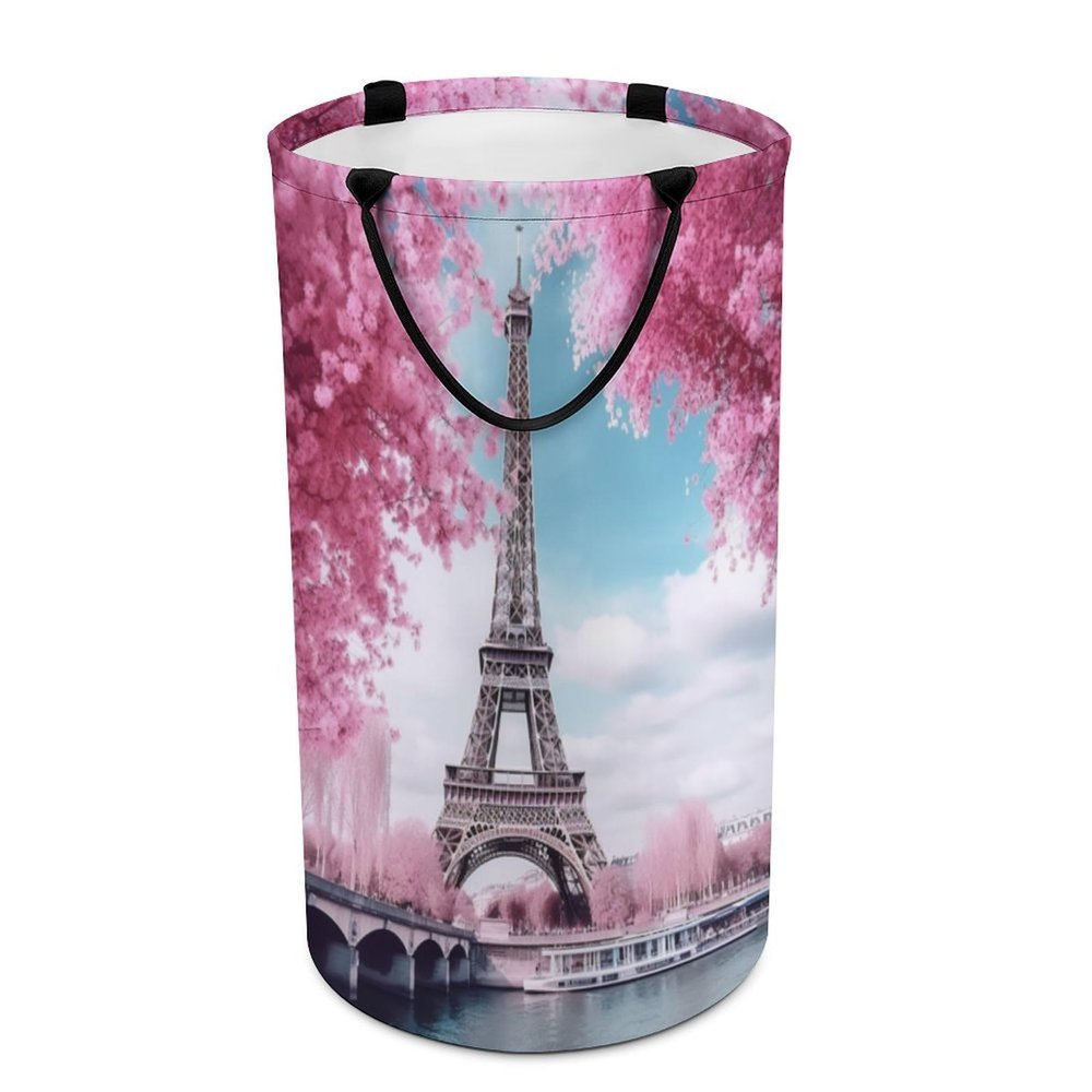 Paris Eiffel Tower Large Laundry Basket Laundry Hamper Bag Washing Bin Clothes Bag Collapsible Tall With Handles Travel Bathroom College
