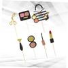 21 Pcs Creative Food Picks Makeup Fruit Picks Cosmetic Cupcake Toppers Makeup Cake Toppers Makeup Dessert Toppers view 3