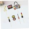 21 Pcs Creative Food Picks Makeup Fruit Picks Cosmetic Cupcake Toppers Makeup Cake Toppers Makeup Dessert Toppers view 4