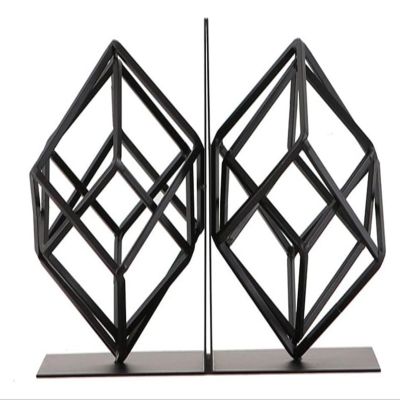 Book Ends Book Stand Geometric Bookends Desktop Bookshelf Book Stand Book by Office Study Wine Cabinet Decoration Ornaments Bookends for Shelves
