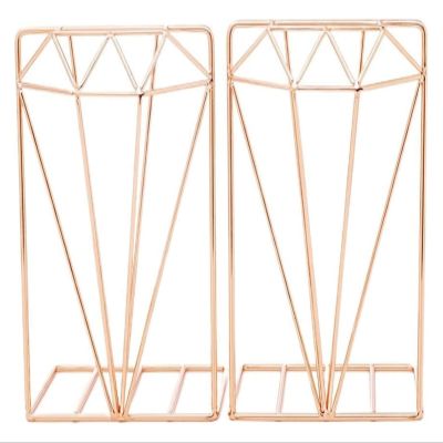Book Ends 1 Pair of Simulation Diamond Bookends Iron Desktop Book Support Storage Rack Book Holder Decorative Book Ends Non Skid Book Stoppers Bookends for Shelves