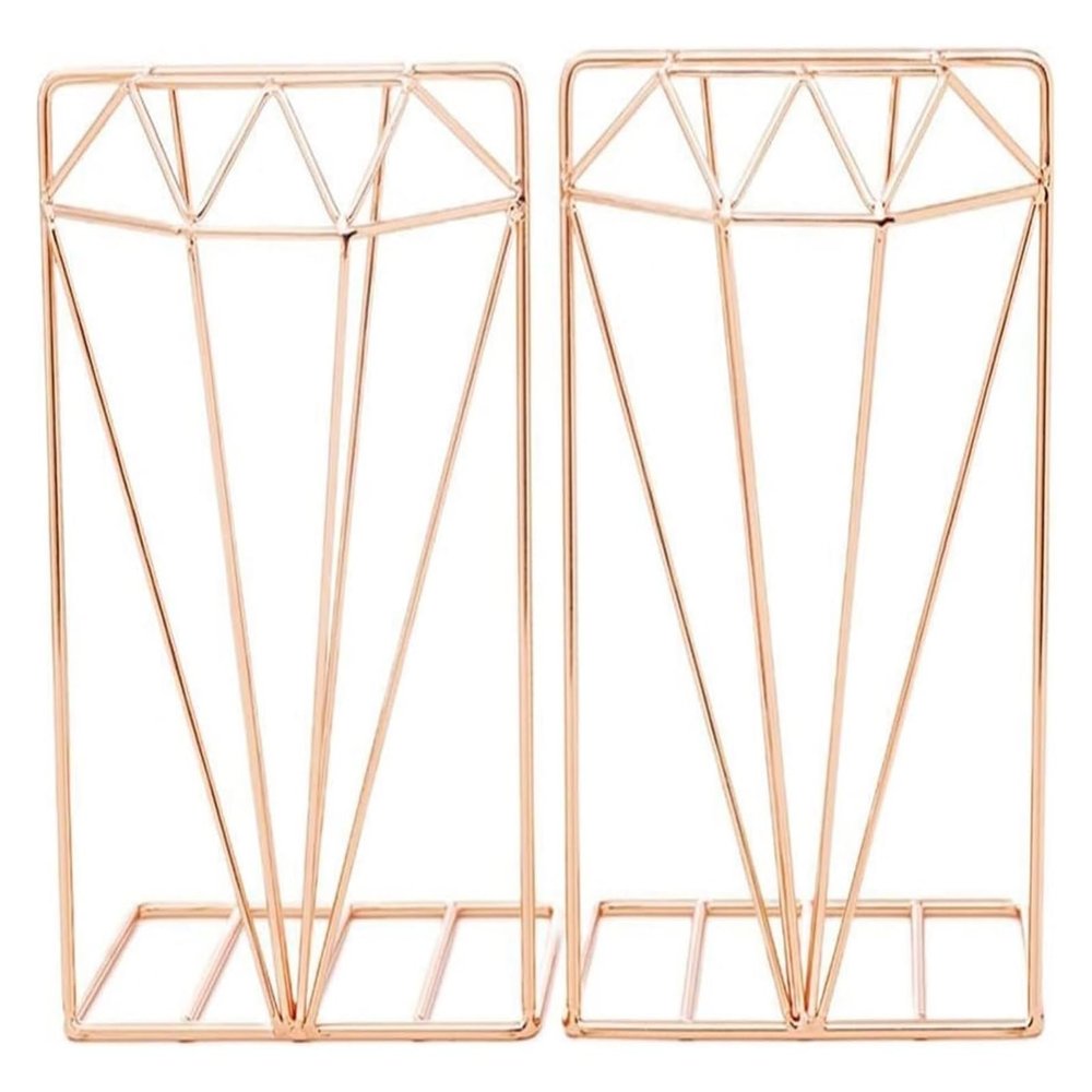 Book Ends 1 Pair of Simulation Diamond Bookends Iron Desktop Book Support Storage Rack Book Holder Decorative Book Ends Non Skid Book Stoppers Bookends for Shelves