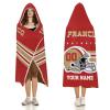 Custom San Francisco Hooded Blankets, Personalized Blanket Hoodie with Any Name and Number, Customized Football Style Wearable Flannel Blankets Gifts for Men Women Youth Fans view 2