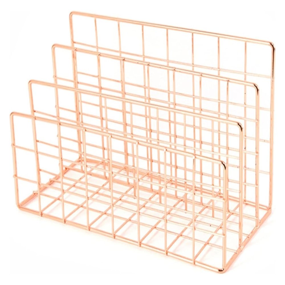 Book Ends Nordic Style Golden Bookshelf Office Desktop Rose Gold Metal Book Block Three Layer Desktop Magazine Shelf Book Holder Bookends for Shelves