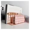 Book Ends Nordic Style Golden Bookshelf Office Desktop Rose Gold Metal Book Block Three Layer Desktop Magazine Shelf Book Holder Bookends for Shelves view 3