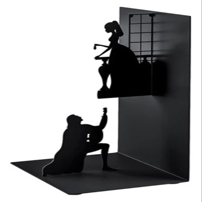 Book Ends Iron Bookends Reading Bookshelf Retro Characters Non-Slip Bookends Bookshelf Office Desk Desktop Bookends for Shelves